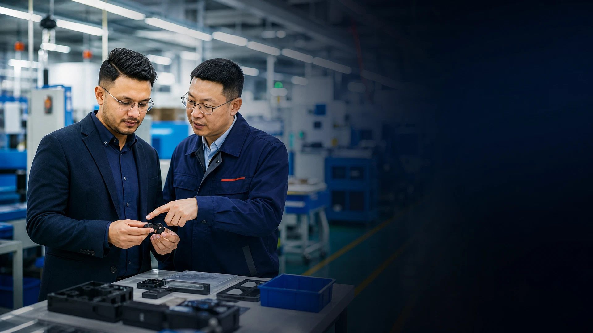 Representative sourcing discussion with factory professionals in China